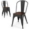 Metal Style Dining Chairs Set of 4, Stackable Kitchen Chairs with Wood Seat